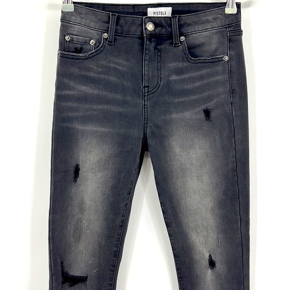 PISTOLA 
Audrey Mid Rose Skinny Stretch Jean Lisbon Grey/Black 26 New - Picture 3 of 9